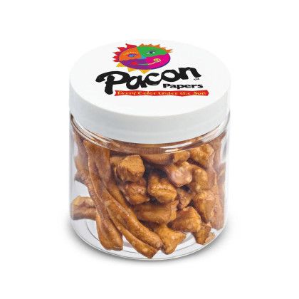 Custom 4 oz Jar of Mini Pretzel Sticks