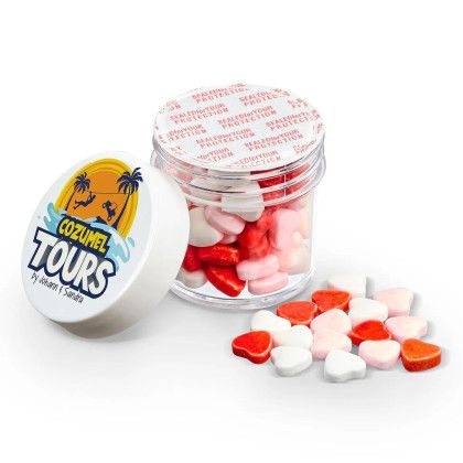 Custom 1 oz Jar of Hearts - Assorted - Open view Custom 1 oz Jar of Hearts - Assorted - Open view