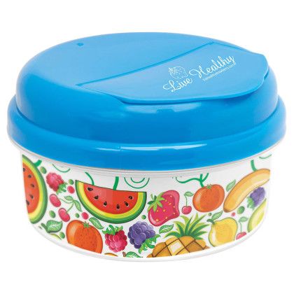 Custom 12 oz Snap-A-Snack - Clear with blue Custom 12 oz Snap-A-Snack - Clear with blue