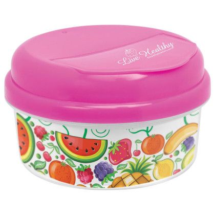 Custom 12 oz Snap-A-Snack - Clear with pink Custom 12 oz Snap-A-Snack - Clear with pink