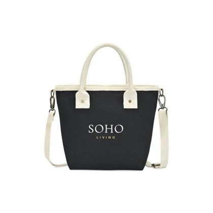 Custom Mini Market Street Crossbody Tote - Black Front View Custom Mini Market Street Crossbody Tote - Black Front View