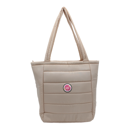 Custom Otaria Puffy Recycled Tote Bag With Full Color Patch Imprint Custom Otaria Puffy Recycled Tote Bag With Full Color Patch Imprint