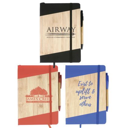 Custom Bamboo Journal Notebook with Pen  - All Colors 