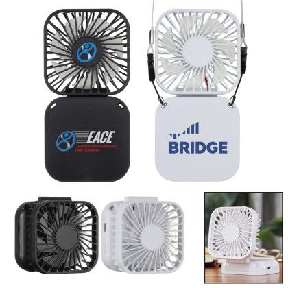 Custom Handheld Rechargeable Folding Mini USB Fan with Lanyard - All Colors Custom Handheld Rechargeable Folding Mini USB Fan with Lanyard - All Colors