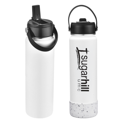 Custom Volare 27 oz Vacuum Insulated Bottle with Flip Top Spout - White