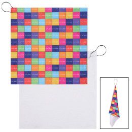 Custom 300 gsm Recycled rPET Golf Towel with Full Color Dye Sublimation 