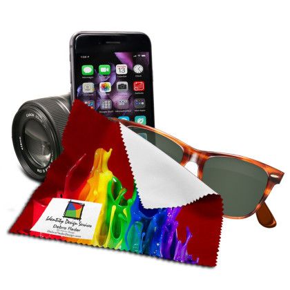 Custom 8" x 8" Full Color Sublimation Recycled rPET Polyester Microfiber Cleaning Cloth & Screen Cleaner - Lifestyle View