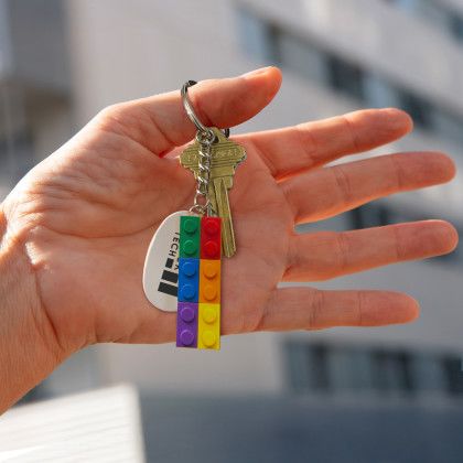 Custom Building Block Key Chain - Lifestyle view Custom Building Block Key Chain - Lifestyle view