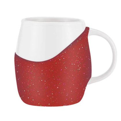 Custom 14 oz Rotunda with Glitter Band Mug - Maroon Custom 14 oz Rotunda with Glitter Band Mug - Maroon