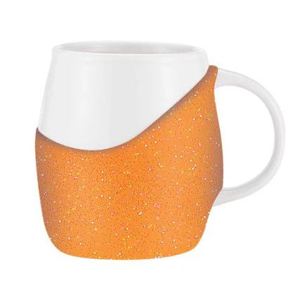 Custom 14 oz Rotunda with Glitter Band Mug - Orange Custom 14 oz Rotunda with Glitter Band Mug - Orange