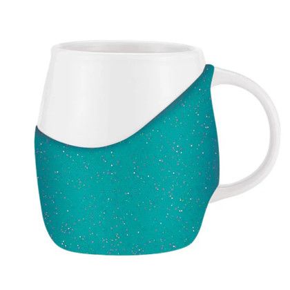 Custom 14 oz Rotunda with Glitter Band Mug - Teal Custom 14 oz Rotunda with Glitter Band Mug - Teal
