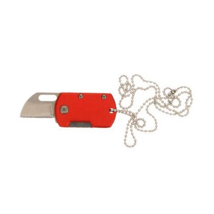 Custom Dog Tag Knife - Red In use