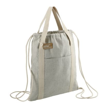 Custom Repose 5 oz. Recycled Cotton Drawstring Bag - Angle View