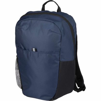 Custom Rocky Recycled 15" Computer Backpack - Navy blue front view