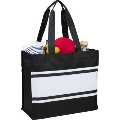 Custom Varsity Box Tote - Navy Lifestyle View Custom Varsity Box Tote - Navy Lifestyle View