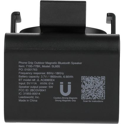 Custom Phone Grip Outdoor Magnetic Bluetooth Speaker - Back view Custom Phone Grip Outdoor Magnetic Bluetooth Speaker - Back view