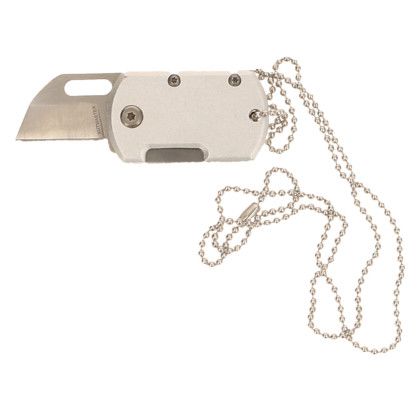 Custom Dog Tag Knife - Silver In use