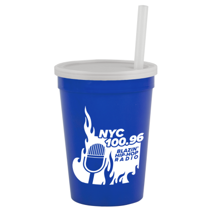 Custom Stadium Cup-Lid-Straw-12 oz - Royal blue Custom Stadium Cup-Lid-Straw-12 oz - Royal blue
