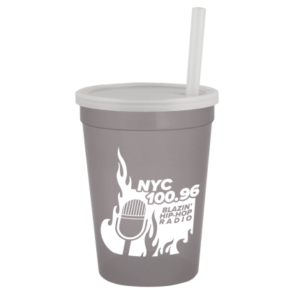 Custom Stadium Cup-Lid-Straw-12 oz - Smoke Custom Stadium Cup-Lid-Straw-12 oz - Smoke