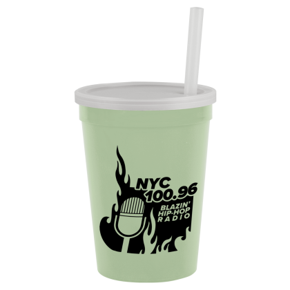Custom Stadium Cup-Lid-Straw-12 oz - Glow in the dark Custom Stadium Cup-Lid-Straw-12 oz - Glow in the dark