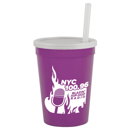 Custom Stadium Cup-Lid-Straw-12 oz - Violet Custom Stadium Cup-Lid-Straw-12 oz - Violet