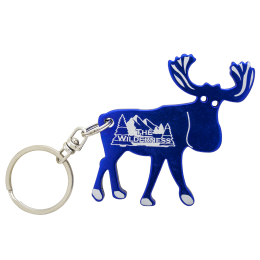 Custom Moose Bottle Opener Keychain - Blue Custom Moose Bottle Opener Keychain - Blue