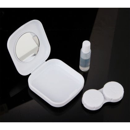 Custom Recycled Contact Lens Travel Kit - White open view Custom Recycled Contact Lens Travel Kit - White open view