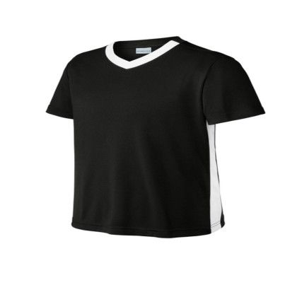 Custom Sport-Tek Youth Competitor United V-Neck - Black/white Custom Sport-Tek Youth Competitor United V-Neck - Black/white