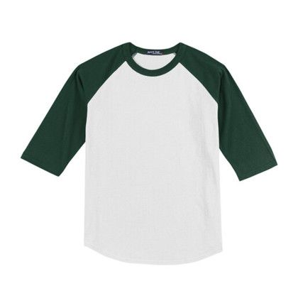 Custom Printed Sport-Tek Youth Colorblock Raglan Jersey - White/Forest Green Custom Printed Sport-Tek Youth Colorblock Raglan Jersey - White/Forest Green
