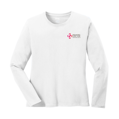 Custom Port & Company Women's Long Sleeve Core Cotton Tee - White Custom Port & Company Women's Long Sleeve Core Cotton Tee - White