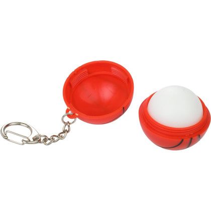Custom Basketball SPF 15 Lip Balm Keychain - Open view Custom Basketball SPF 15 Lip Balm Keychain - Open view