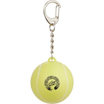 Custom Tennis Ball SPF 15 Lip Balm Keychain - Front view Custom Tennis Ball SPF 15 Lip Balm Keychain - Front view