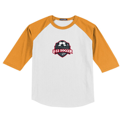 Custom Printed Sport-Tek Youth Colorblock Raglan Jersey - White/Gold Custom Printed Sport-Tek Youth Colorblock Raglan Jersey - White/Gold