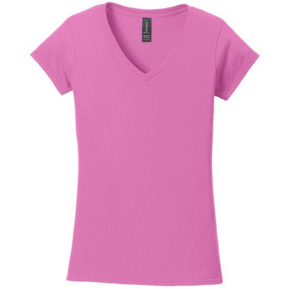 Custom Gildan Softstyle Women's Fit V-Neck T-Shirt - Azalea Custom Gildan Softstyle Women's Fit V-Neck T-Shirt - Azalea
