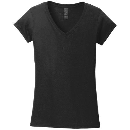 Custom Gildan Softstyle Women's Fit V-Neck T-Shirt - Black Custom Gildan Softstyle Women's Fit V-Neck T-Shirt - Black