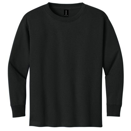 Custom Gildan Youth Heavy Cotton 100% Cotton Long Sleeve T-Shirt - Black