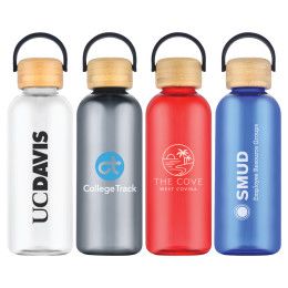 Custom Traveler 21 oz. rPET Plastic Bottle with Bamboo Lid - All Colors