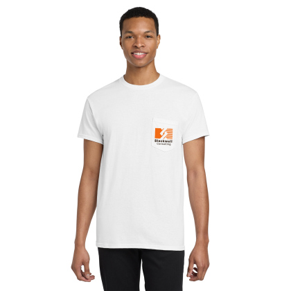 Custom Gildan White Heavy 100% Cotton Pocket T-Shirt