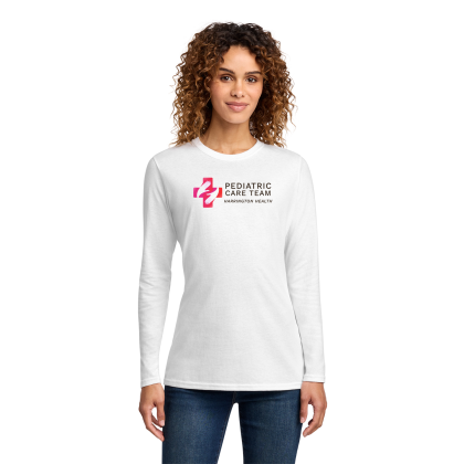 Custom Port & Company Women's Long Sleeve Core Cotton Tee - White