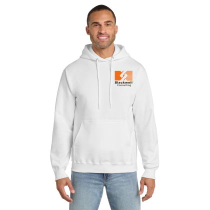Custom Port & Company Essential White Fleece Pullover Hooded Sweatshirt