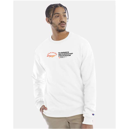 Custom Champion Double Dry Eco White Crewneck Sweatshirt - White 