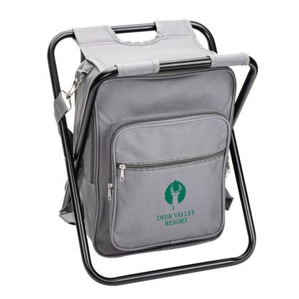 Custom Riverbend Foldable Cooler Backpack & Chair -Grey