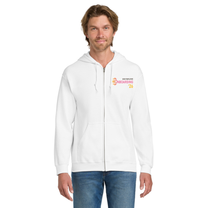 Custom Gildan Heavy Blend Full-Zip Hooded Sweatshirt - White Custom Gildan Heavy Blend Full-Zip Hooded Sweatshirt - White
