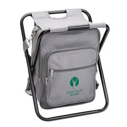 Custom Riverbend Foldable Cooler Backpack & Chair -Grey