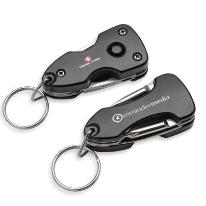Custom Swiss Force Wildcub Multi-Tool & Flashlight Keyring - Black