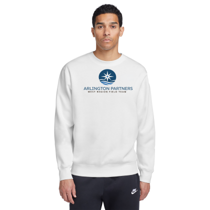 Custom Nike Club Fleece Crew - White Custom Nike Club Fleece Crew - White