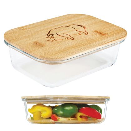 Custom Glass Food Container with Bamboo Lid Custom Glass Food Container with Bamboo Lid