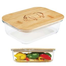 Custom Glass Food Container with Bamboo Lid Custom Glass Food Container with Bamboo Lid