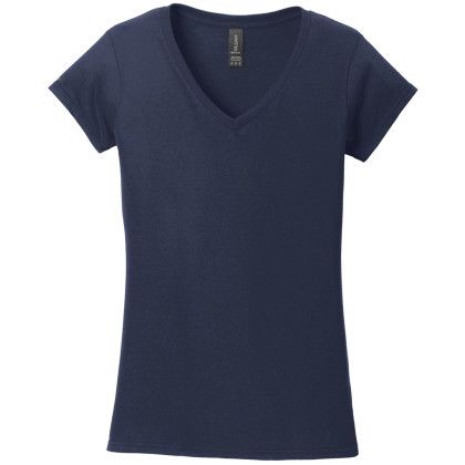 Custom Gildan Softstyle Women's Fit V-Neck T-Shirt - Navy Custom Gildan Softstyle Women's Fit V-Neck T-Shirt - Navy