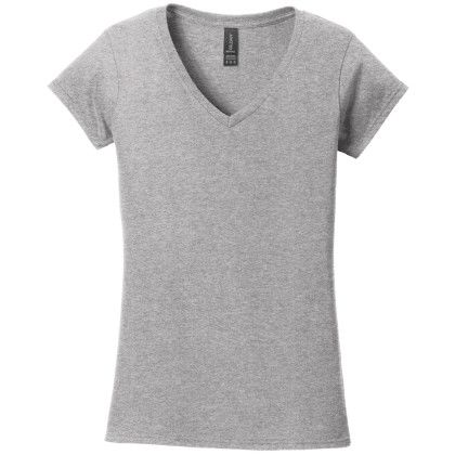 Custom Gildan Softstyle Women's Fit V-Neck T-Shirt - Sport Grey Custom Gildan Softstyle Women's Fit V-Neck T-Shirt - Sport Grey